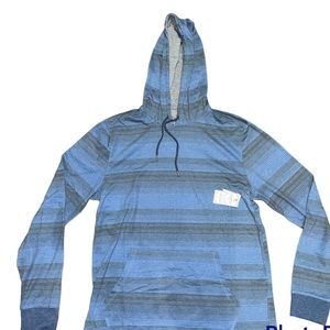 Flag & Anthem Light Wash blue stripe light weight hoodie (Large) [Polyester,cot]